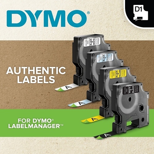 DYMO 53718 Label Maker, 1-Inch Black and Yellow Tape for Marking and Safety Applications