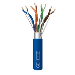 Genesis 53881006 CAT5e Plenum Cable, 24/4 Solid BC, Shielded, CMP, FT6, 1000' (304.8m), Reel, Blue
