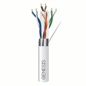 Genesis 53931101 CAT6a Plenum Cable, 23/4 Solid BC, Unshielded, CMP, FT6, 1000' (304.8m) Pull Box, White