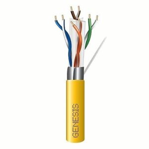 Genesis 53931102 CAT6a Plenum Cable, 23/4 Solid BC, Unshielded, CMP, FT6, 1000' (304.8m) Pull Box, Yellow
