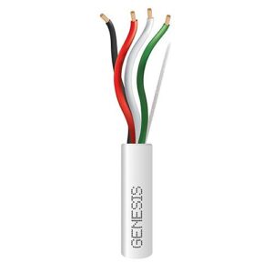 Genesis 54745501 16/4 Stranded Riser Audacious Speaker Cable, Unshielded, CMR, FT4, Sunlight Resistant, CL2R, 500' (152.4 m), REELEX Pull Box, White