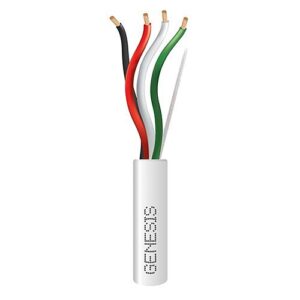 Genesis 54766101 14/4 Stranded Riser Audacious Speaker Cable, Unshielded, CMR, FT4, Sunlight Resistant, CL2R, 500' (152.4 m), Pull Box, White