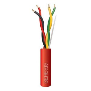 Genesis 55061004 14/2 Pair Solid Fire Alarm Cable, NYC Local Law 39, Unshielded, FPLP, NYC LL5, 1000' (304.8m), Reel, Red