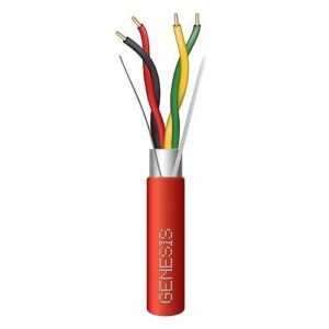 Genesis 55531004 16 AWG 2P Solid Shielded NYC Local Law 39 Fire Cable, Red, 1000' Reel