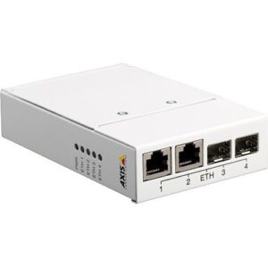 AXIS T8606 4-Port Ethernet to Optical Fiber Media Converter Switch, 24VDC, 10/100Mbps, White