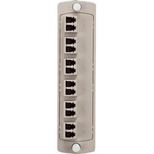 Leviton 5F100-2IL SDX Precision Molded Plate 62.5, 125um Multimode OM1, Duplex LC, 12 Fibers, Zirconia Ceramic Sleeve, Beige