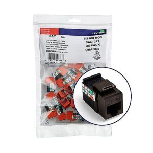 Leviton 5G108-BB5 GigaMax CAT5e QuickPort Jack QuickPack, 25-Pack, Brown