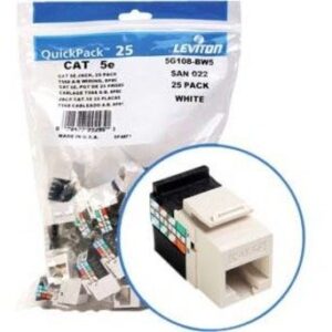 Leviton 5G108-BT5 GigaMax CAT5e QuickPort Jack QuickPack, 25-Pack, Light Almond