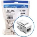 Leviton 5G110-BW5 eXtreme CAT5e QuickPort Jack QuickPack, 25-Pack, White