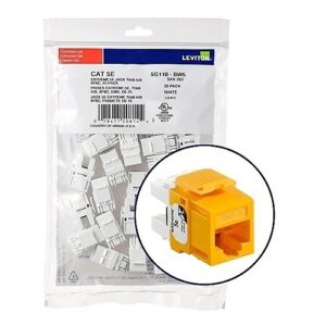 Leviton 5G110-BY5 GigaMax CAT 5e+ Connector Quickpack, 25-Pack, Yellow