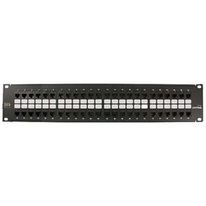 Leviton 5G270-U48 CAT5e Flat QuickPort Patch Panel with Cable Management Bar, 48-Port, 2RU, Black
