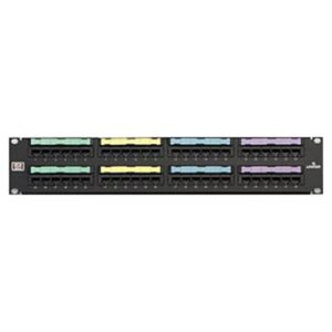 Leviton 5G596-U48 CAT5e Universal Patch Panel, 48-Port, 2U RMS. Cable Management bar included.