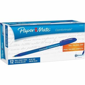 Paper Mate 6110187 ComfortMate Ballpoint Pens, Medium Point, 1.0mm, Blue, 12-Pack