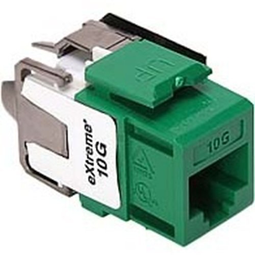 Leviton 6110G-RV6 eXtreme CAT6A QuickPort Jack, Channel-Rated, Green