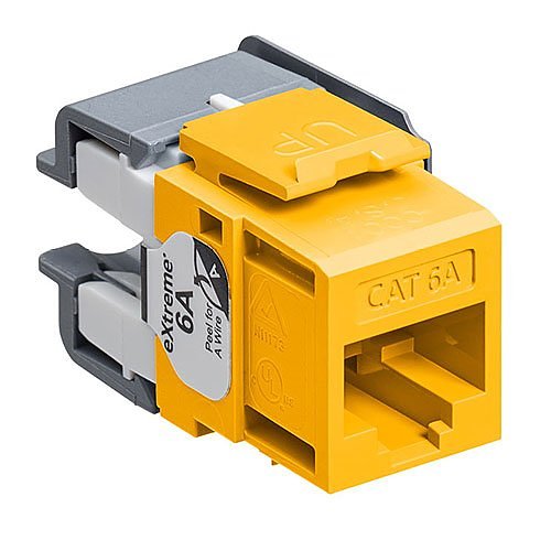 Leviton 6110G-RY6 eXtreme CAT6A QuickPort Jack, Channel-Rated, Yellow