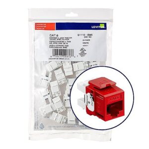 Leviton 61110-BC6 eXtreme CAT6 QuickPort Jack QuickPack, 25-Pack, Crimson