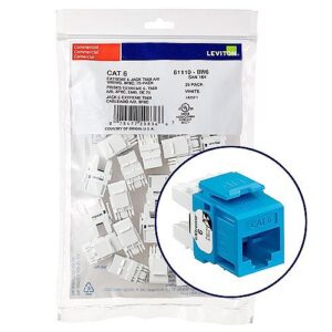 Leviton 61110-BL6 eXtreme CAT6 QuickPort Jack QuickPack, 25-Pack, Blue