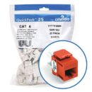 Leviton 61110-BO6 eXtreme CAT6 QuickPort Jack QuickPack, 25-Pack, Orange