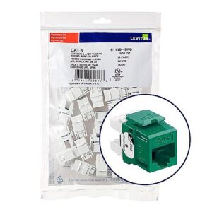 Leviton 61110-BV6 eXtreme CAT6 QuickPort Jack QuickPack, 25-Pack, Green