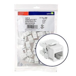 Leviton 61110-BW6 eXtreme CAT6 QuickPort Jack QuickPack, White, 25-Pack