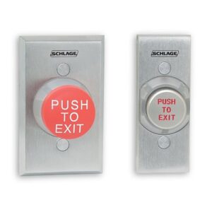 Schlage 631-AL-EX 631 Series Heavy-Duty Aluminum Push Button, Engraved Push to Exit, Gang