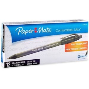 Paper Mate 6330187 ComfortMate Retractable Ballpoint Pens, Medium Point, 1.0mm, Smoke