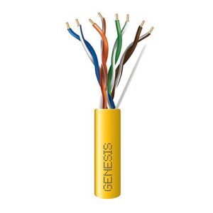 Genesis 63602102 CAT6 Riser Cable, 23/4 Solid BC, Unshielded, UTP, FT4, 1000' (304.8m), Reel-in-a-Box, Yellow