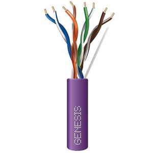 Genesis 63611110 CAT6 Plenum Cable, 23/4 Solid BC, Unshielded, CMP LP, FT6, 1000' (304.8m), REELEX Pull Box, Purple