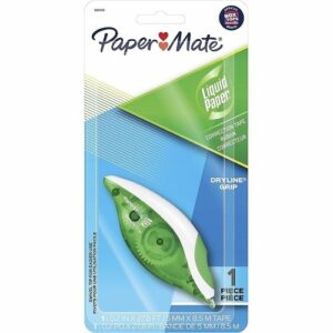 Paper Mate 660415K Liquid Paper DryLine Grip Correction Tape, Green