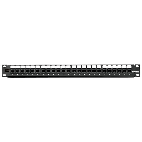 Leviton 6910G-U24 CAT6A Flat QUICKPORT Patch Panel, 24-Port, 1RU, Black