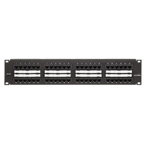 Leviton 69586-C48 eXtreme CAT6 Flat Universal Patch Panel, 48-Port, 2RU, Black