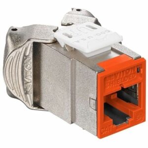 Leviton 6ASJK-RO6 Atlas-X1 CAT6A Shielded QuickPort Jack, Orange