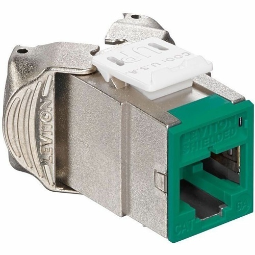 Leviton 6ASJK-RV6 Atlas-X1 CAT6A Shielded QuickPort Jack, Green