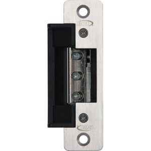 RCI 7104 7 Series Centerline Electric Strike, Fail-Secure, 12VDC, 1-1/4" W x 4-7/8" H (32mm x 124mm), ANSI Radius Corners, Brushed Stainless Steel