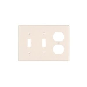 Leviton 78021 Wall Plate, 3-Gang, 2 Toggle Switches and 1 Duplex Outlet