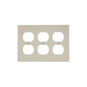 Leviton 78030 Wall Plate, Standard Size, 3-Gang, 3-Duplex, Light Almond