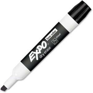 Expo 80001 Low Odor Dry Erase Markers, Chisel Tip, Black, 12-Pack