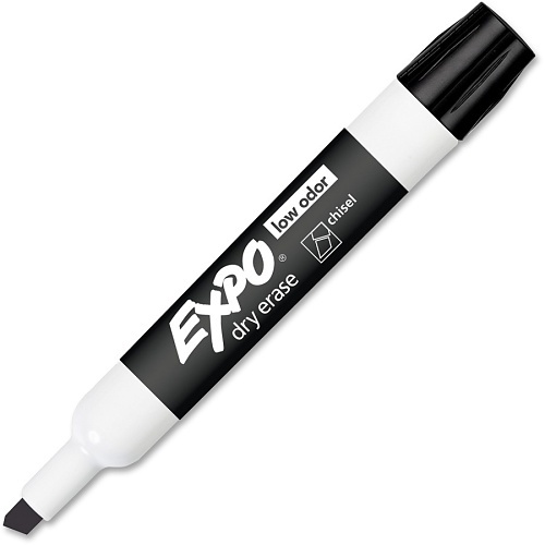 Expo 80001 Low Odor Dry Erase Markers, Chisel Tip, Black, 12-Pack