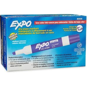 Expo 80008 Low Odor Dry Erase Markers, Chisel Tip, Purple, 12-Pack