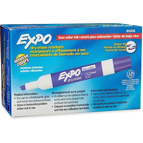 Expo 80008 Low Odor Dry Erase Markers, Chisel Tip, Purple, 12-Pack
