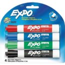 Expo 80174 Low Odor Dry Erase Markers, Chisel Tip, Assorted Colors, 4-Pack