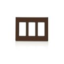 Leviton 80311-S0 3-Gang Decora Plus Screwless Wallplate Polycarbonate, Brown
