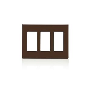 Leviton 80311-S0 3-Gang Decora Plus Screwless Wallplate Polycarbonate, Brown