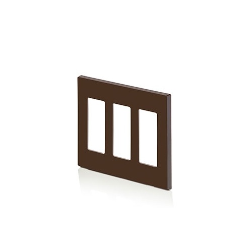Leviton 80311-S0 3-Gang Decora Plus Screwless Wallplate Polycarbonate, Brown