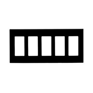 Leviton 80321-SE 5-Gang Decora Plus Screwless Wallplate, Polycarbonate, Black