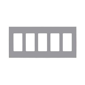 Leviton 80321-SGY Wall Plate, 5-Gang Screwless Decora, New Design, Standard Size, Gray