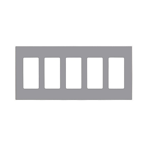 Leviton 80321-SGY Wall Plate, 5-Gang Screwless Decora, New Design, Standard Size, Gray