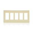 Leviton 80321-SI 5-Gang Decora Plus Screwless Wallplate, Polycarbonate, Ivory
