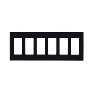 Leviton 80326-SE 6-Gang Decora Plus Screwless Wallplate, Polycarbonate, Black