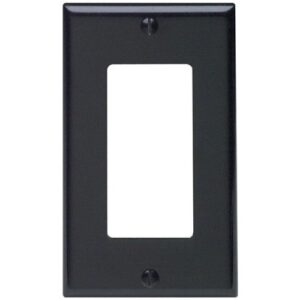 Leviton 80401-E 1-Gang Decora/GFCI Device Decora Wall Plate/Faceplate, Standard Size, Thermoset, Device Mount, Black